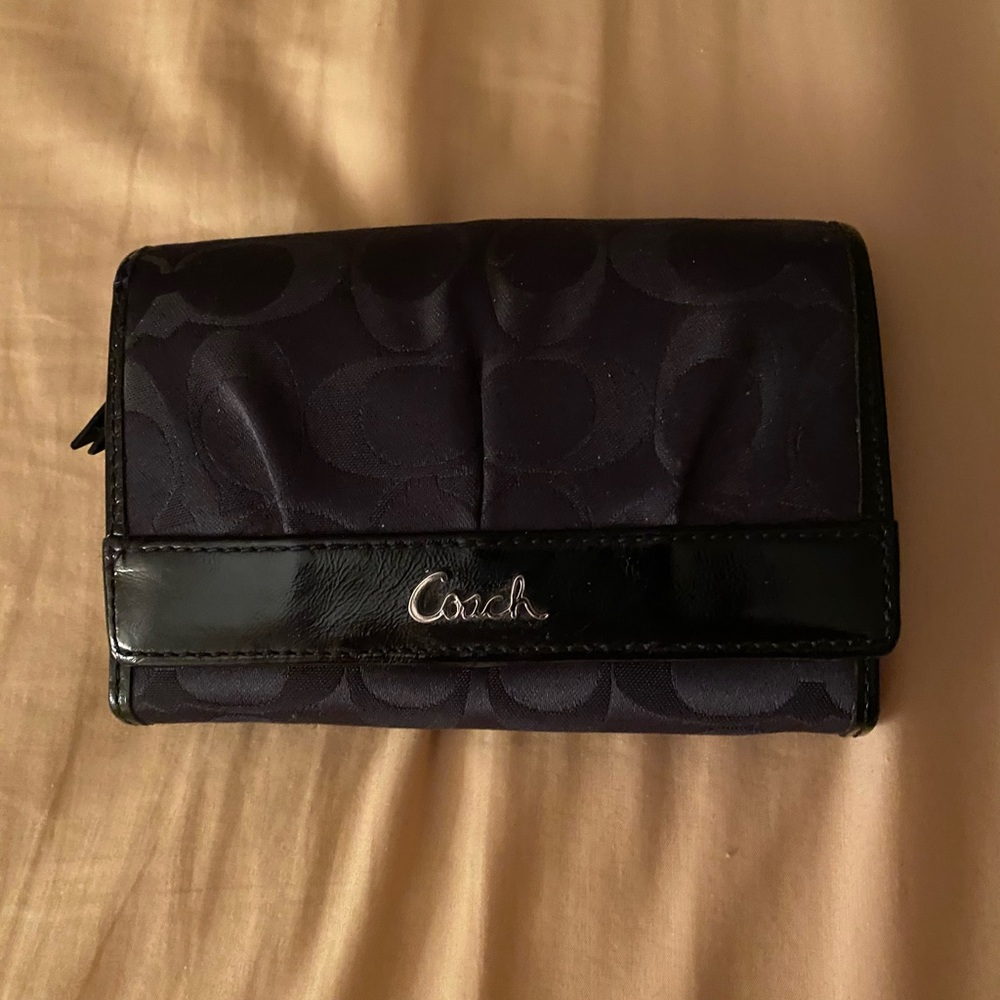 Coach Women’s Black Leather & Canvas Wallet